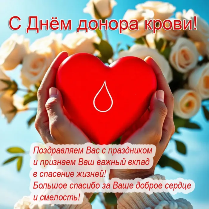 Всемирный день донора крови — красивые открытки и поздравления. Картинки с трогательными словами благодарности донорам