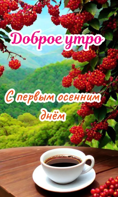 Открытки и картинки С первым днём осени — скачать бесплатно. Картинки Доброе утро: с первым днём осени