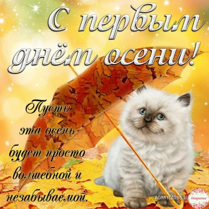 Открытки и картинки С первым днём осени — скачать бесплатно. Открытки «С началом осени» с надписями и поздравлениями