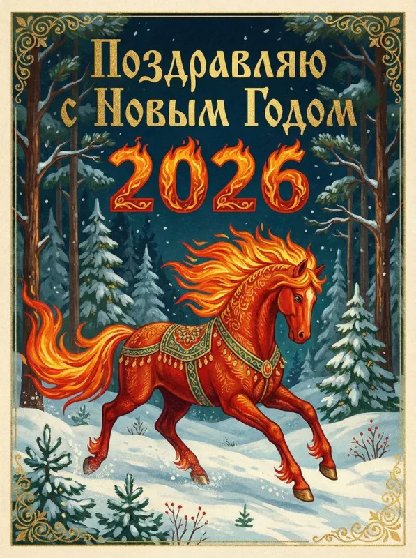 Красивые и новые картинки с Новым годом . С Новым годом 2026 — красивые картинки с лошадью