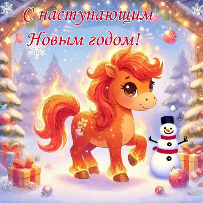 Картинки и открытки с наступающим Новым годом . Картинки с Красной Огненной Лошадью — символ наступающего года