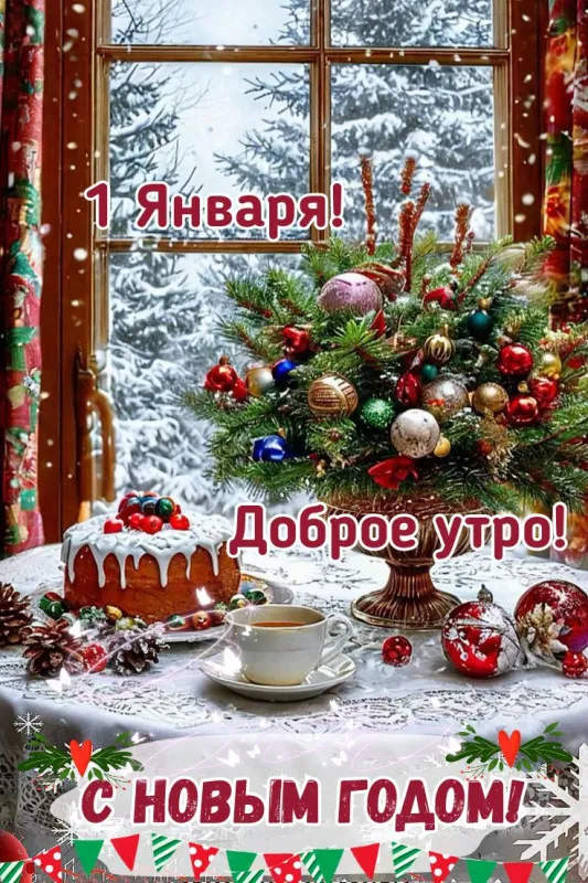 Картинки с добрым утром Нового года. Красивые новогодние картинки с добрым утром 1 января