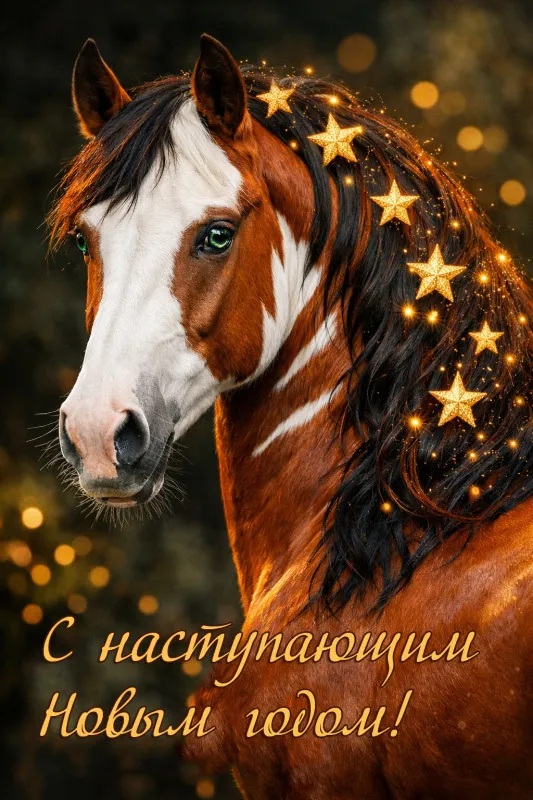 Картинки и открытки с наступающим Новым годом . Картинки с Красной Огненной Лошадью — символ наступающего года