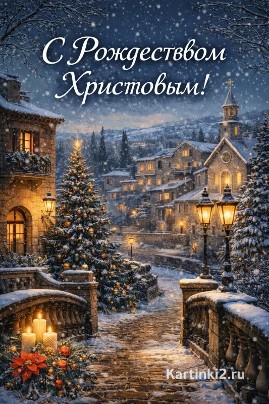 Красивые картинки с Рождеством Христовым. Рождественские картинки с зимними пейзажами и храмами