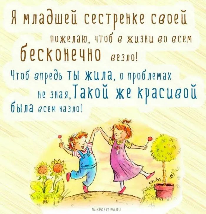 Открытки с Днем рождения сестре. Открытки с Днём рождения младшей сестре