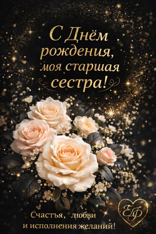 Открытки с Днем рождения сестре. Открытки с Днём рождения старшей сестре