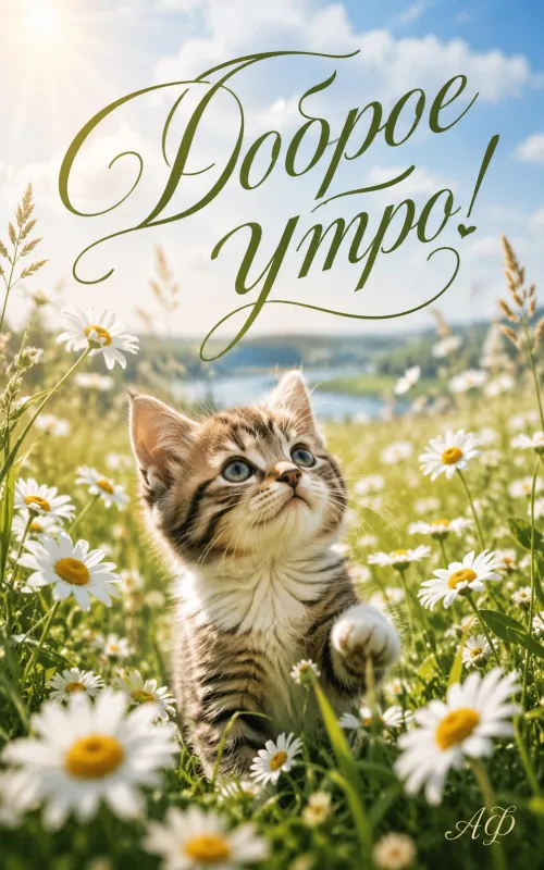 Картинки с добрым утром с котиками. Красивые картинки с добрым утром с котиками
