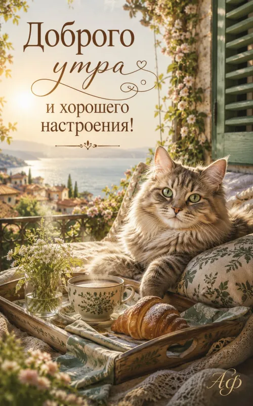 Картинки с добрым утром с котиками. Доброе утро с котиками и пожеланиями