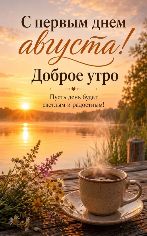 Картинки с первым днем августа и с началом августа. Доброе утро 1 августа и «Здравствуй, август!»