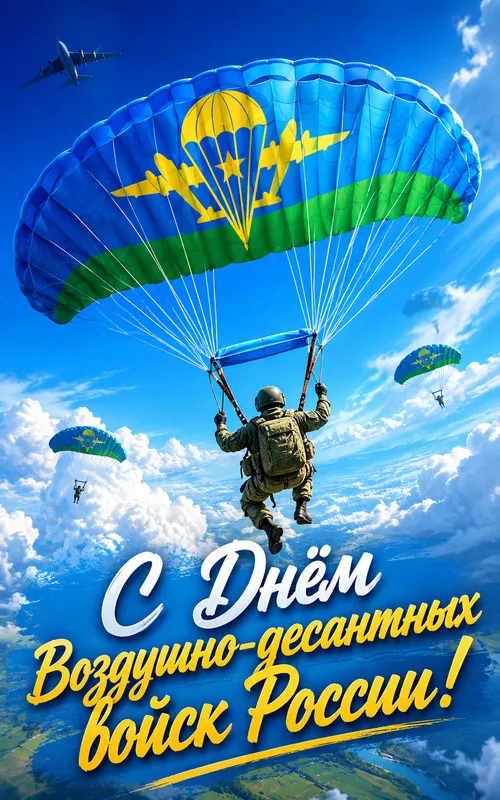 Прикольные картинки с Днем ВДВ с добрыми пожеланиями. Красивые открытки с Днем ВДВ для друзей и сослуживцев