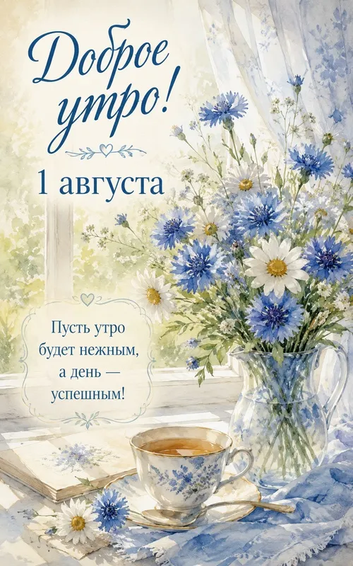 Картинки с первым днем августа и с началом августа. Доброе утро 1 августа и «Здравствуй, август!»