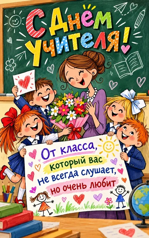 Открытки с Днем учителя. Прикольные открытки с Днём учителя