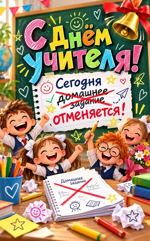 Открытки с Днем учителя. Прикольные открытки с Днём учителя