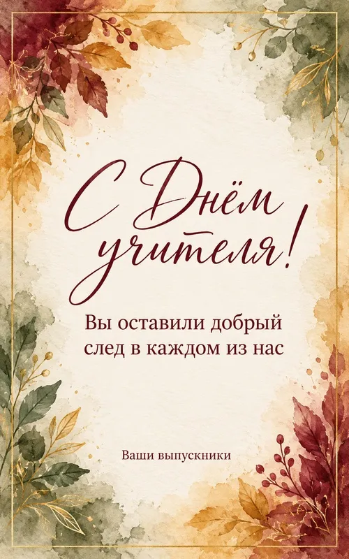 Открытки с Днем учителя. Стильные открытки с Днём учителя от выпускников