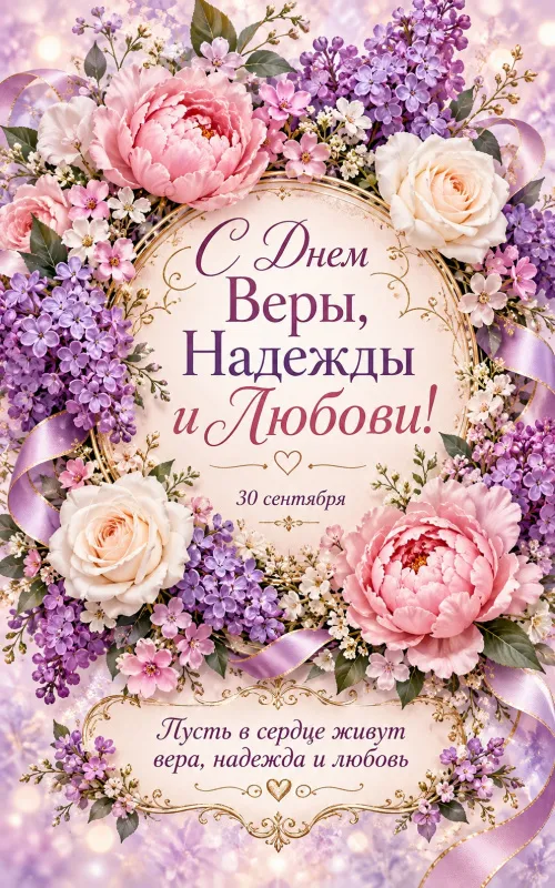 Открытки с Днем Веры, Надежды, Любови и матери их Софии. Картинки с Днем Веры, Надежды и Любови 30 сентября