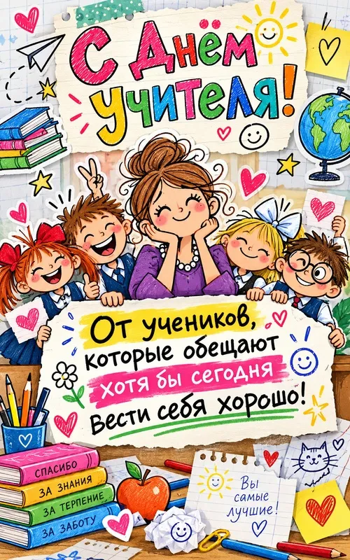 Открытки с Днем учителя. Прикольные открытки с Днём учителя