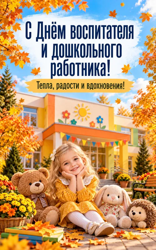 Красивые открытки с Днём воспитателя и дошкольного работника 27 сентября. Поздравления воспитателям и работникам детского сада