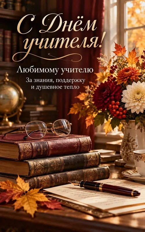 Открытки с Днем учителя. Открытки ко Дню учителя для любимого учителя от учеников