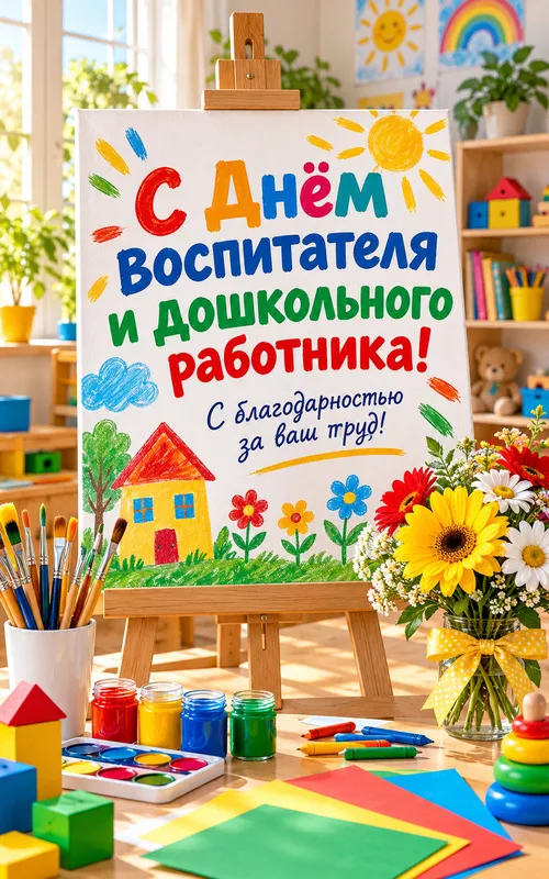 Красивые открытки с Днём воспитателя и дошкольного работника 27 сентября. Открытки с добрыми пожеланиями на 27 сентября