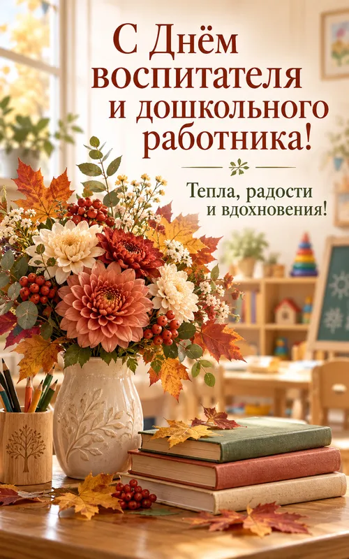 Красивые открытки с Днём воспитателя и дошкольного работника 27 сентября. Открытки с добрыми пожеланиями на 27 сентября
